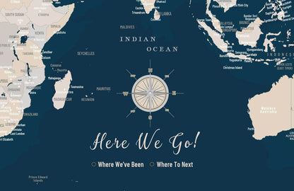World Map Canvas, Navy, Push Pin Map Map World Vibe Studio 