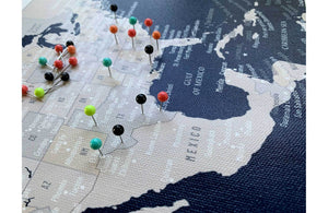 World Map Canvas, Navy, Push Pin Map Map World Vibe Studio 