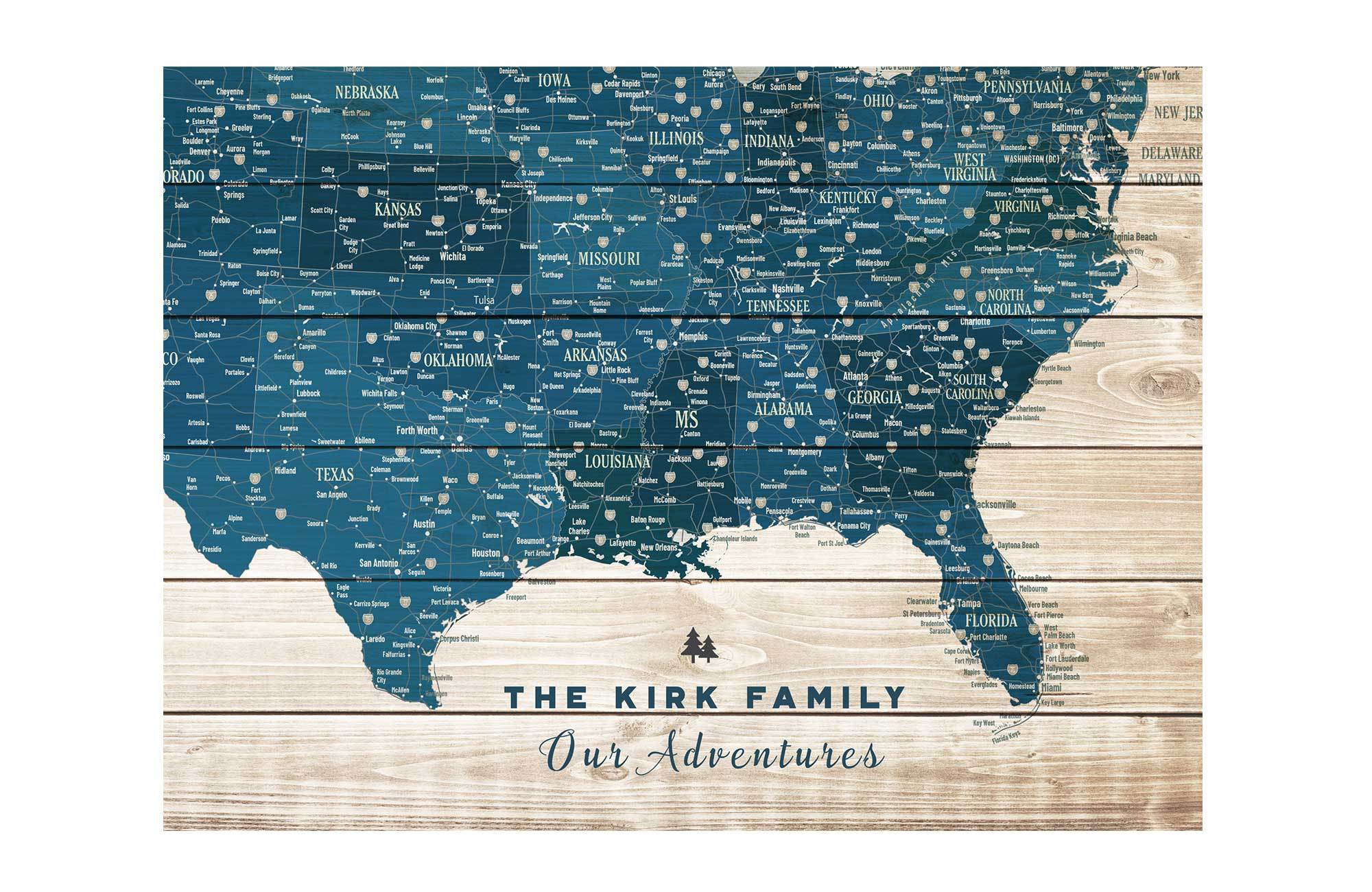 Push Pin Canvas Map, USA Road trip, Personalized Map World Vibe Studio 