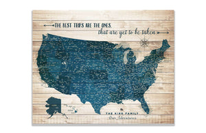 Push Pin Canvas Map, USA Road trip, Personalized Map World Vibe Studio 