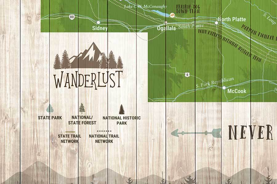 Nebraska State Parks, Map of Nebraska, Canvas Board Map World Vibe Studio 