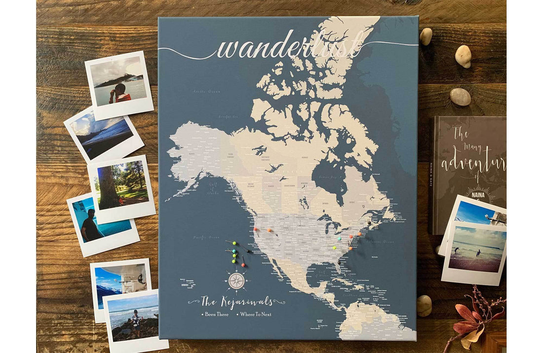 North America Canvas Map, Push Pin Wall Map Map World Vibe Studio 