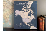 North America Canvas Map, Push Pin Wall Map Map World Vibe Studio 18X24 Navy 