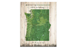 Northwest State Park Map, Washington and Oregon Poster Map World Vibe Studio 16X20 Green 