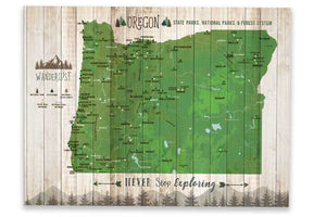 Oregon State Parks Map, Hiker Gifts Map World Vibe Studio 