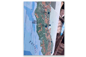 Pacific Crest Trail Map, Canvas Push Pin Board, Track Your Hike Map World Vibe Studio 