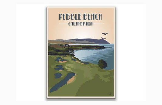 Pebble Beach Golf Club Poster, Golf Clubs of America, Unframed Map World Vibe Studio 