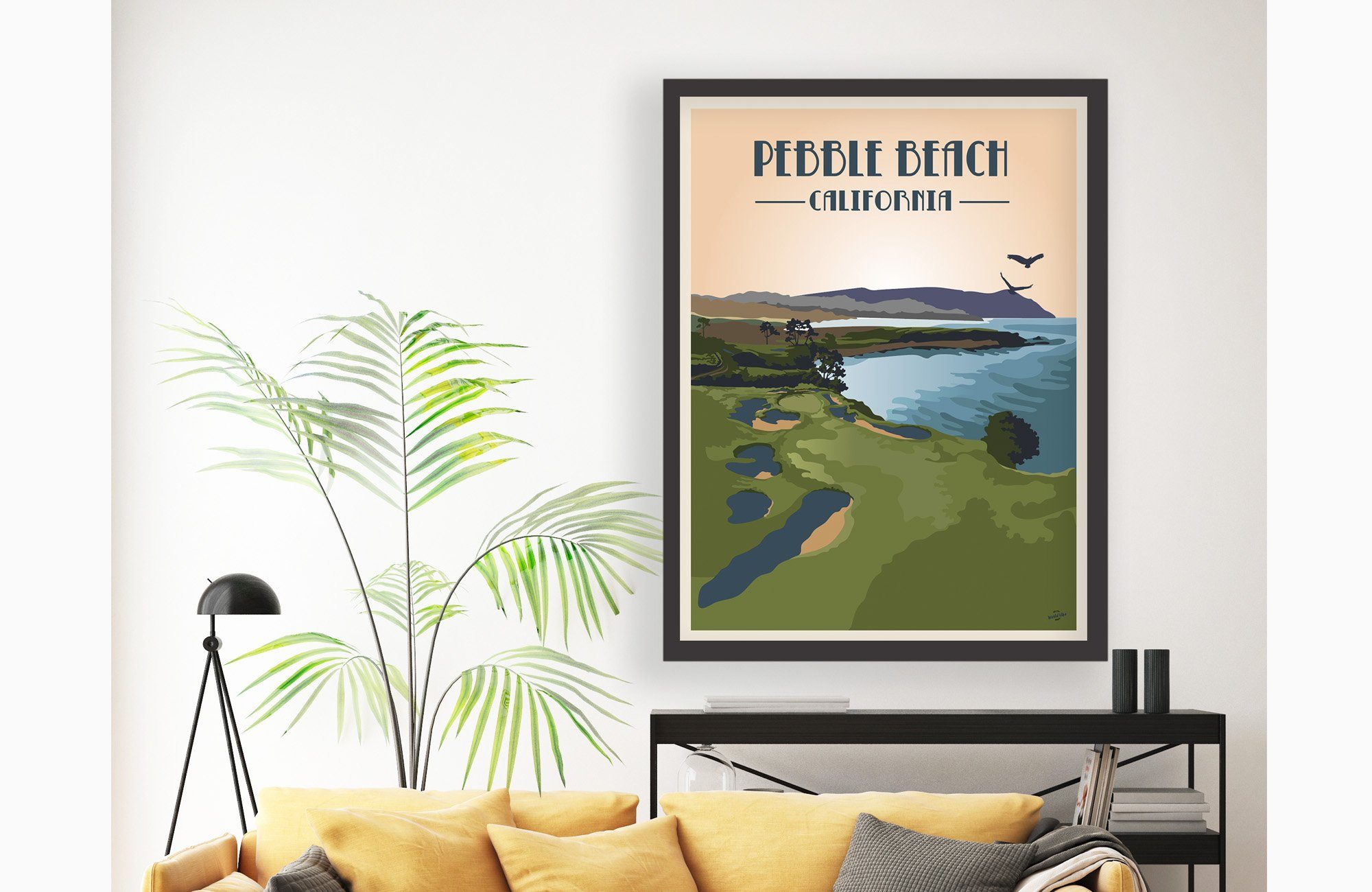 Pebble Beach Golf Club Poster, Golf Clubs of America, Unframed Map World Vibe Studio 
