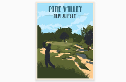 Pine Valley Golf Club Poster, Golf Clubs of America, Unframed Map World Vibe Studio 