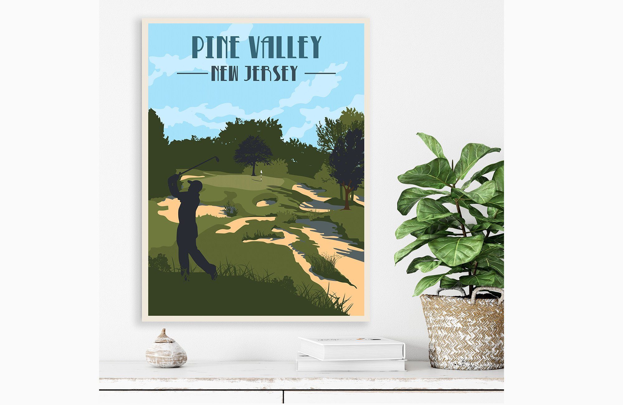 Pine Valley Golf Club Poster, Golf Clubs of America, Unframed Map World Vibe Studio 