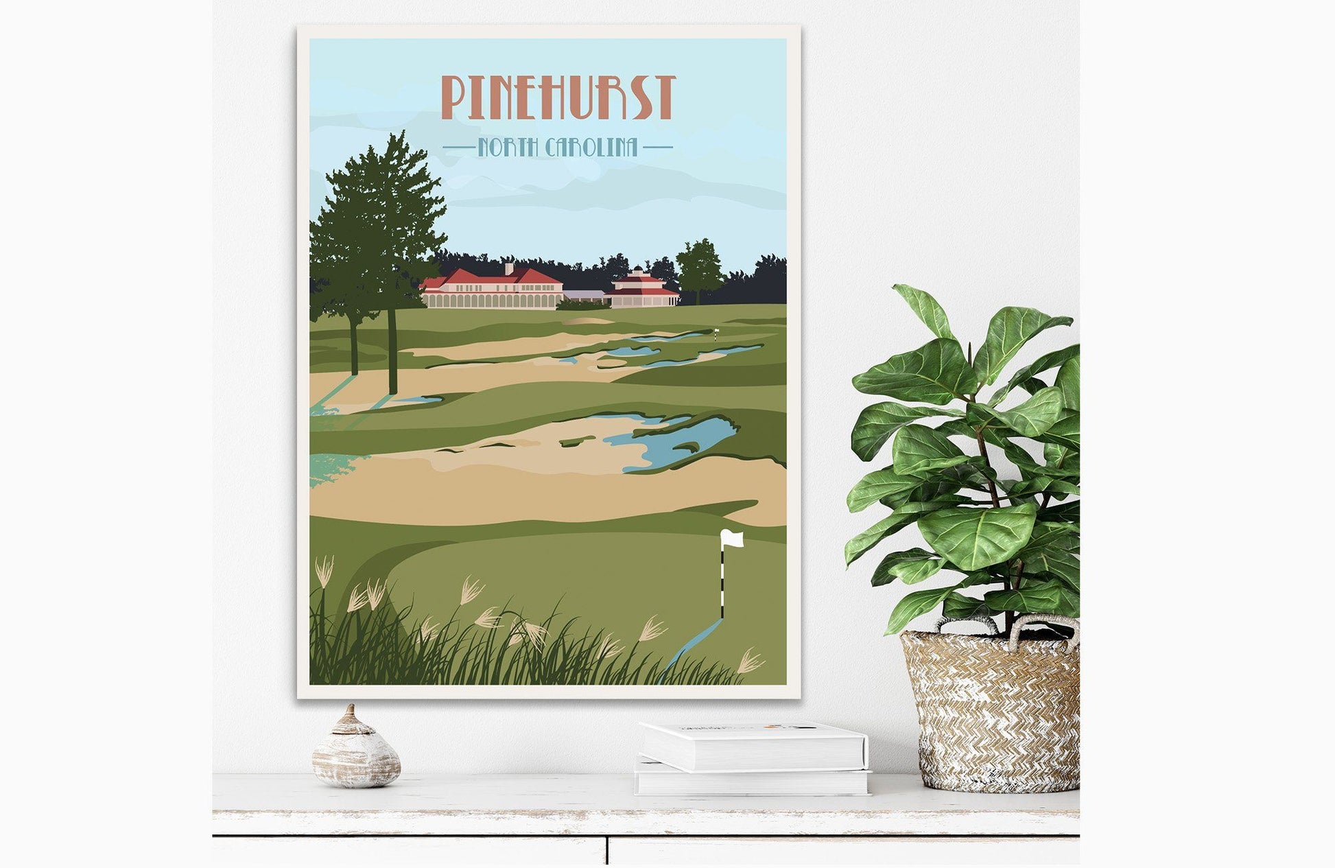 Pinehurst Golf Resort Poster, Golf Clubs of America, Unframed Map World Vibe Studio 