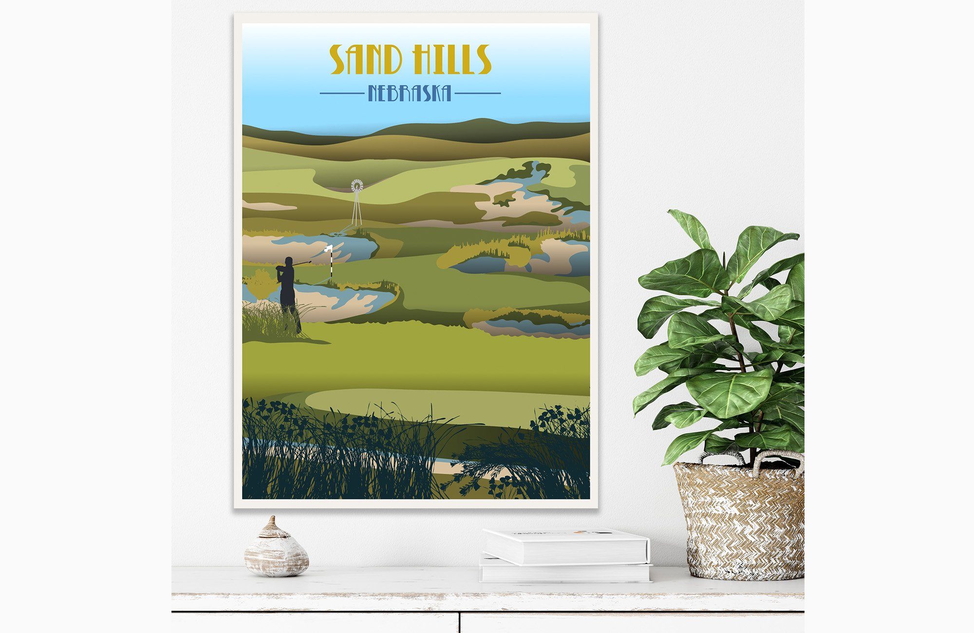 Sand Hills Golf Club, Nebraska, Golf Clubs of America, Unframed Map World Vibe Studio 
