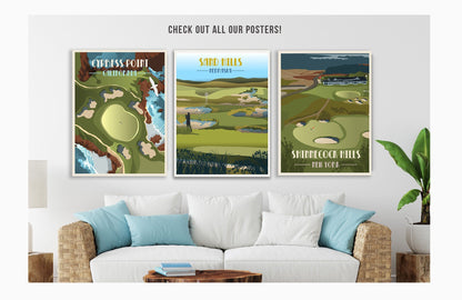 Sand Hills Golf Club, Nebraska, Golf Clubs of America, Unframed Map World Vibe Studio 