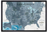 Framed Map of State High Points, Includes 61 National US Parks Map World Vibe Studio 