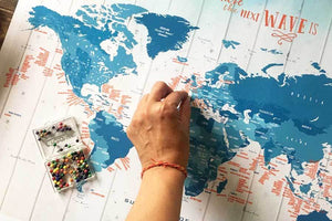 Framed push pin map, Surfing Spots Map World Vibe Studio 