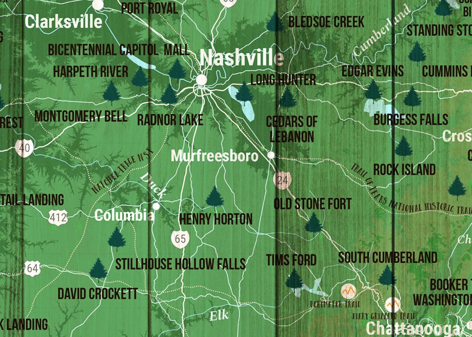 Tennessee State Park Map, Explore Tennessee Map World Vibe Studio 