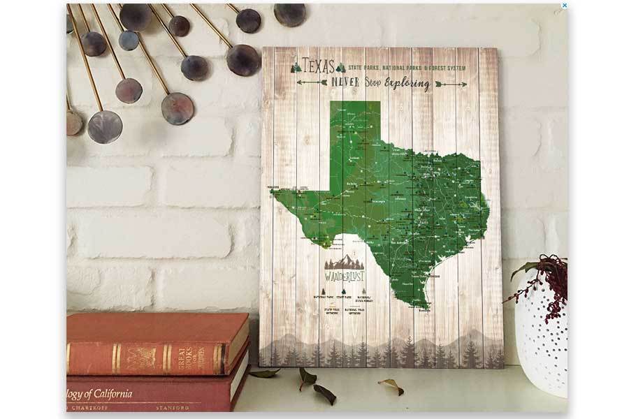 Texas Map, State Park Map of Texas Map World Vibe Studio 
