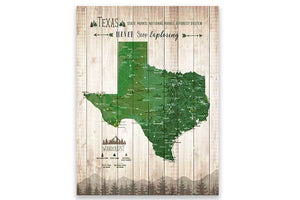 Texas Map, State Park Map of Texas Map World Vibe Studio 12X16 Green 