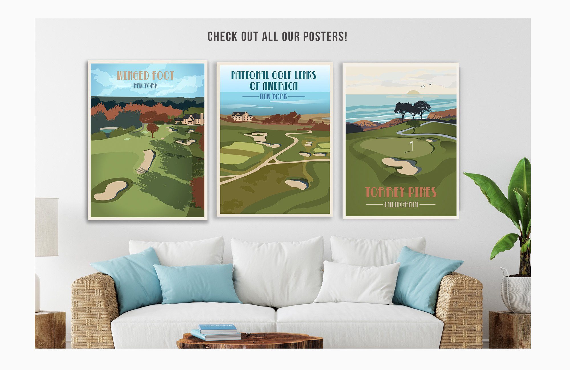 National Golf Links of America Poster, New York, Golf Clubs of America, Unframed Map World Vibe Studio 