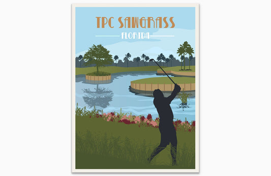 TPC Sawgrass Golf Poster, Florida, Golf Clubs of America, Unframed Map World Vibe Studio 