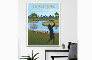 TPC Sawgrass Golf Poster, Florida, Golf Clubs of America, Unframed Map World Vibe Studio 