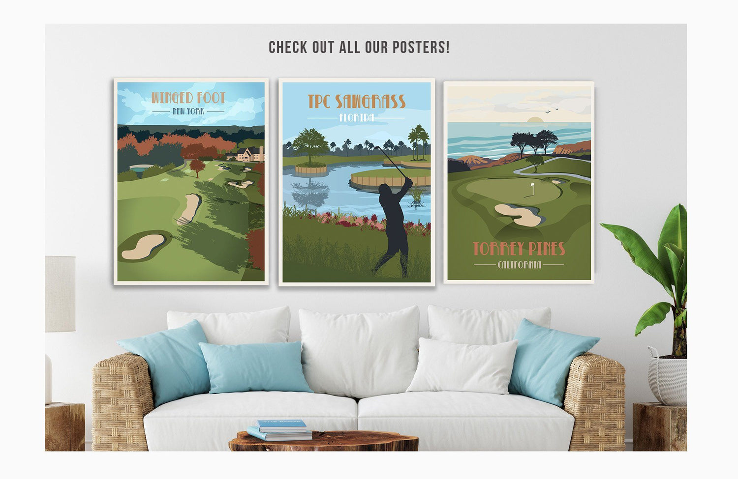TPC Sawgrass Golf Poster, Florida, Golf Clubs of America, Unframed Map World Vibe Studio 