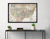 USA Road Trips, Poster, Map of USA Map World Vibe Studio 