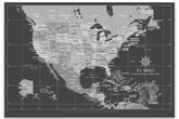 US Map with Caribbean, Canvas Board, Modern Charcoal Map World Vibe Studio 
