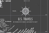 US Map with Caribbean, Canvas Board, Modern Charcoal Map World Vibe Studio 