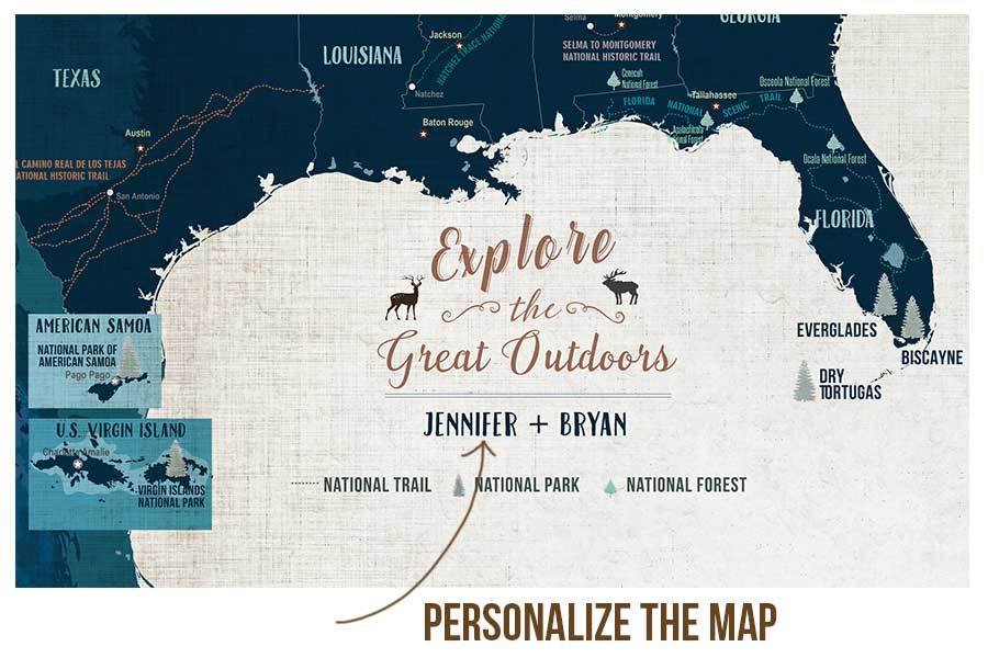 National Trails of USA, Poster Map World Vibe Studio 
