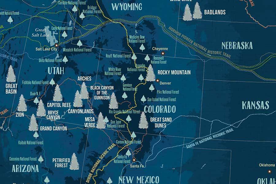 National Trails of USA, Poster Map World Vibe Studio 