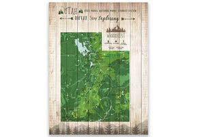 Utah State Parks Map, Custom, Canvas Map World Vibe Studio 