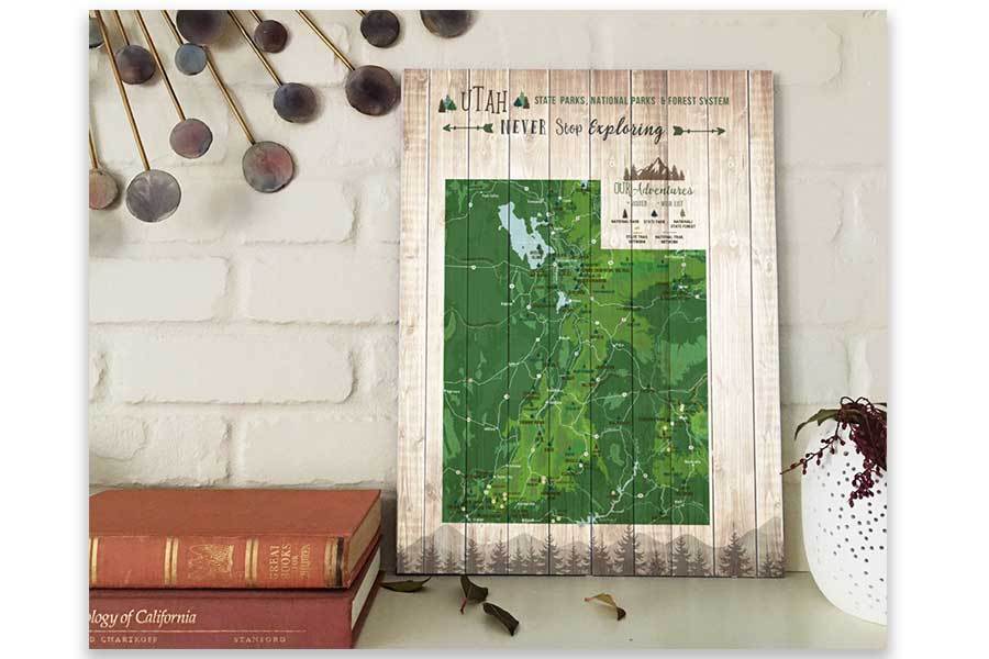 Utah State Parks Map, Custom, Canvas Map World Vibe Studio 