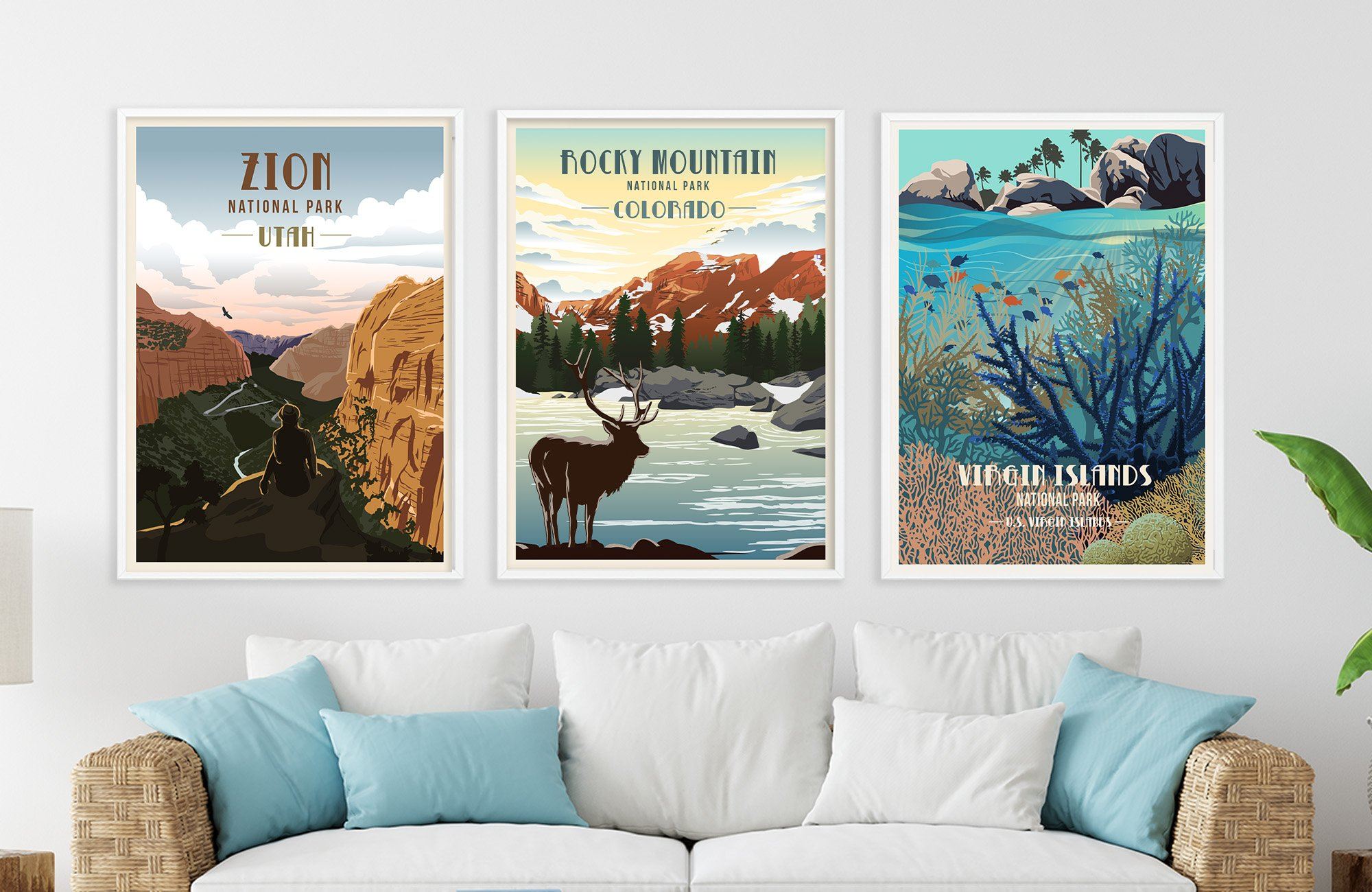 Virgin Islands National Park, US Virgin Island Poster, Unframed Map World Vibe Studio 