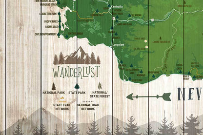 Washington State Park Map, Wall Art Map World Vibe Studio 