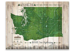 Washington State Park Map, Wall Art Map World Vibe Studio 