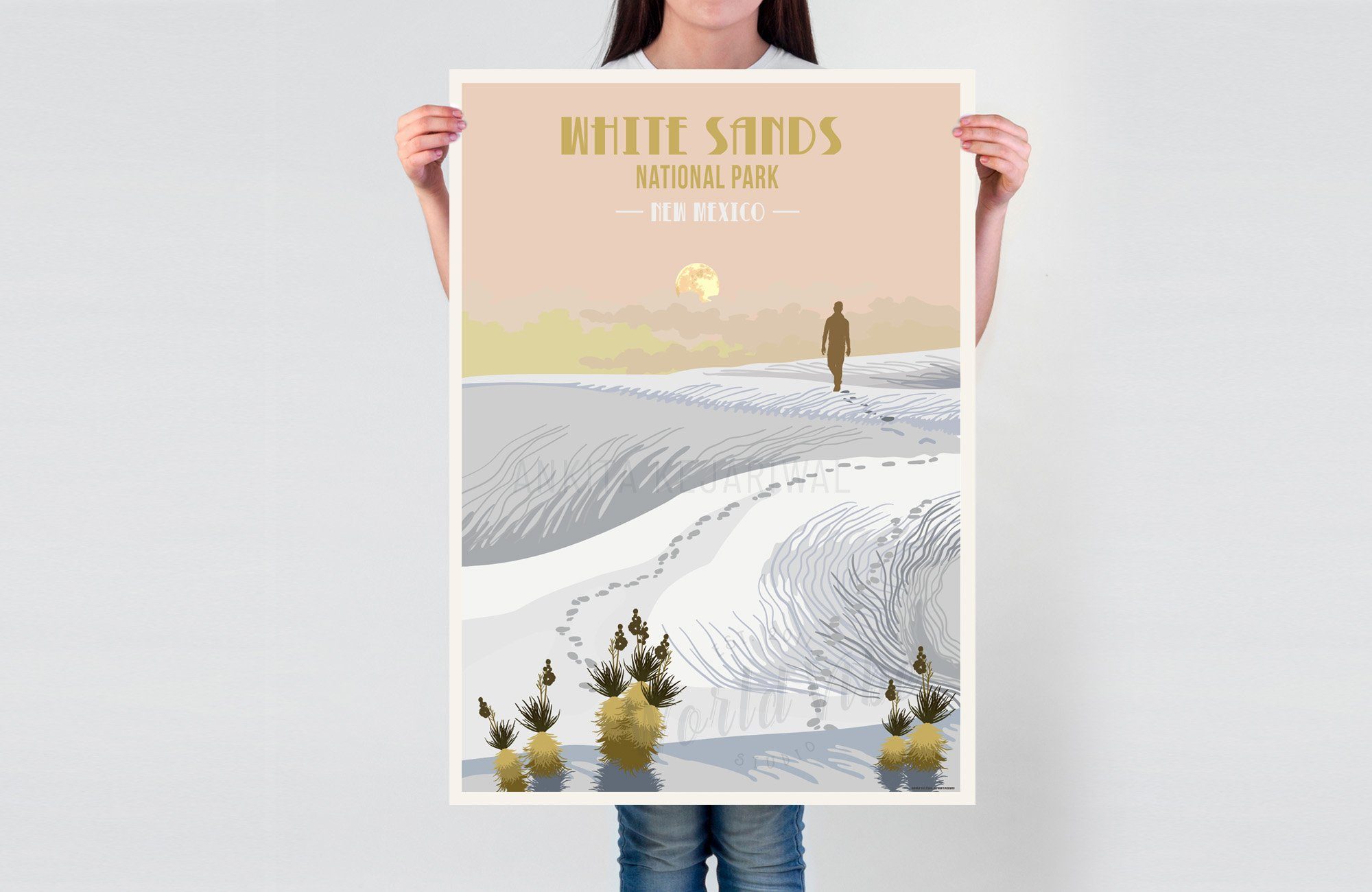 White Sands National Park, New Mexico, National Park Prints, Unframed Map World Vibe Studio 