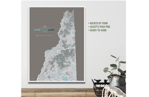 New Hampshire 2000, 3000 & 4000 Footer Canvas, White Mountains Map World Vibe Studio 12X16 brown-gray 