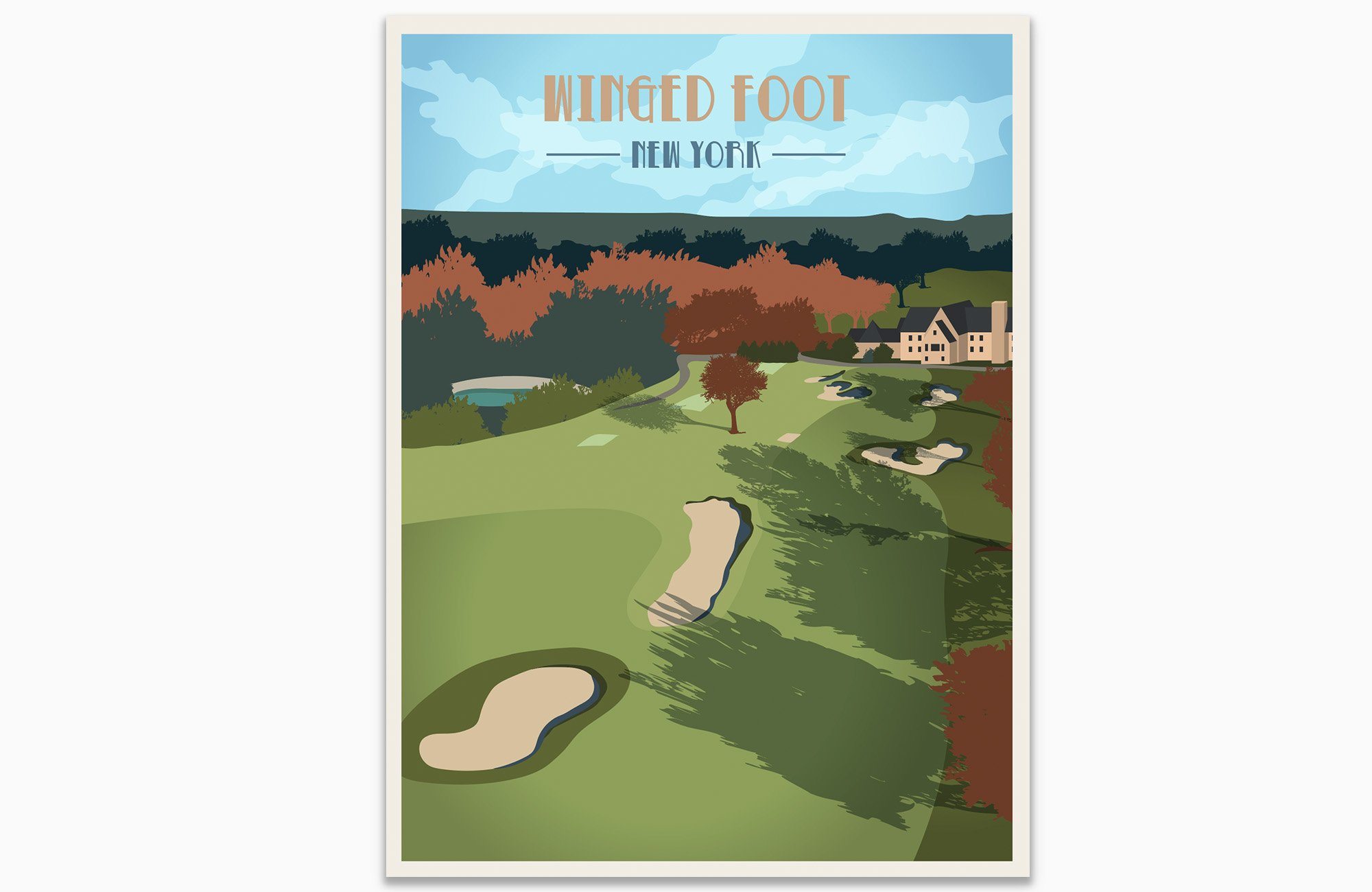 Winged Foot Golf Club Poster, New York, Golf Clubs of America, Unframed Map World Vibe Studio 
