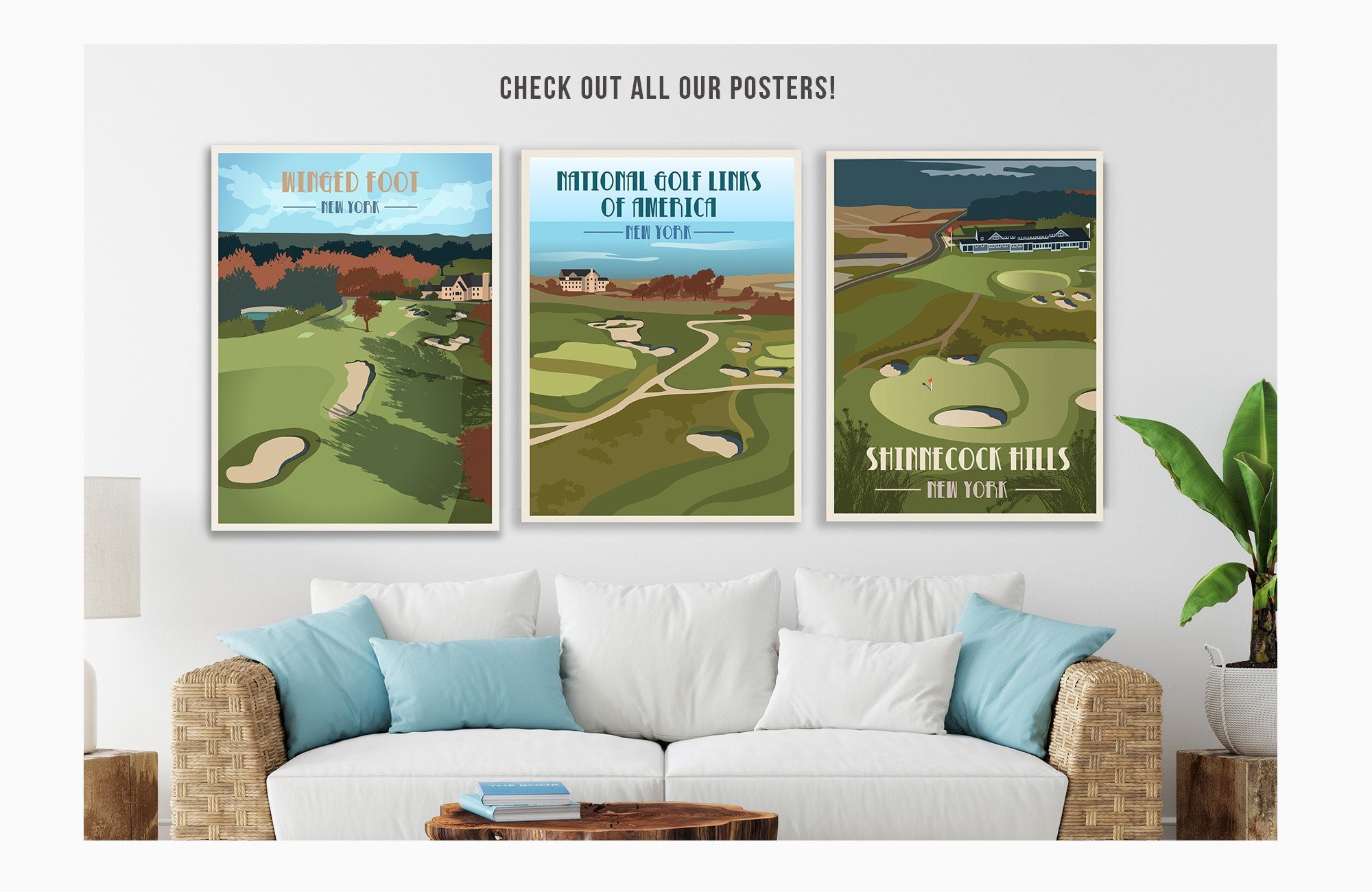Winged Foot Golf Club Poster, New York, Golf Clubs of America, Unframed Map World Vibe Studio 