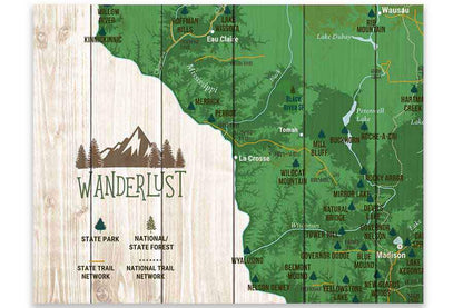 Wisconsin State Park Map, Custom Wall Decor Map World Vibe Studio 