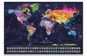 Scratch off World Map, World Map Poster, 16X24 Inches Map World Vibe Studio 16x24 Navy 
