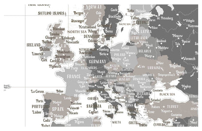Push Pin Canvas Map, Neutral, Many Sizes Map World Vibe Studio 