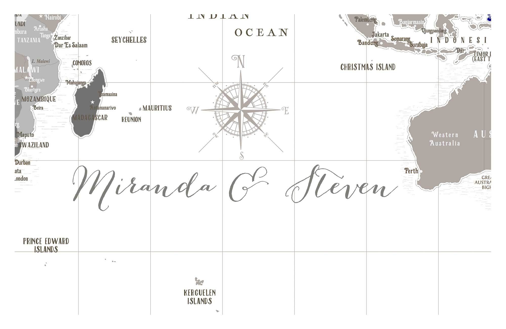 Push Pin Canvas Map, Neutral, Many Sizes Map World Vibe Studio 