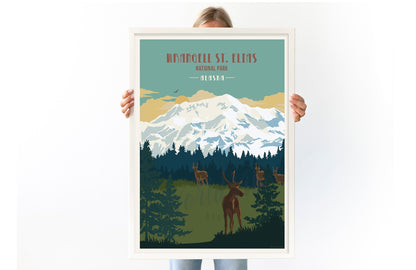 Wrangell St. Elias National Park, Alaska, National Park Poster, Unframed Map World Vibe Studio 