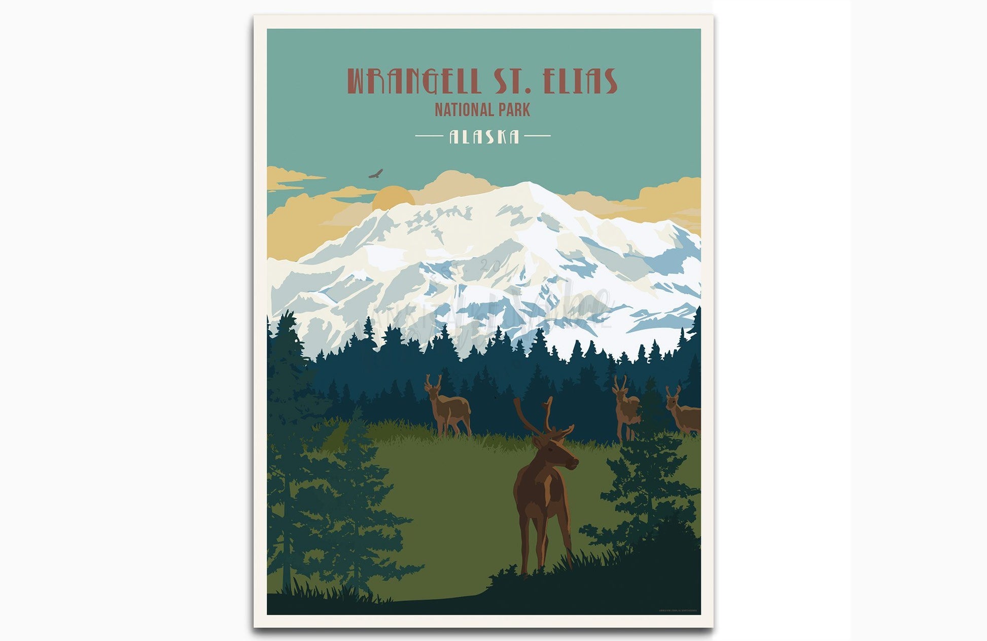 Wrangell St. Elias National Park, Alaska, National Park Poster, Unframed Map World Vibe Studio 8X10 