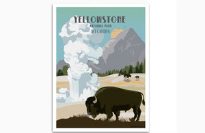 Yellowstone National Park Poster, Wyoming, Unframed Map World Vibe Studio 8X10 