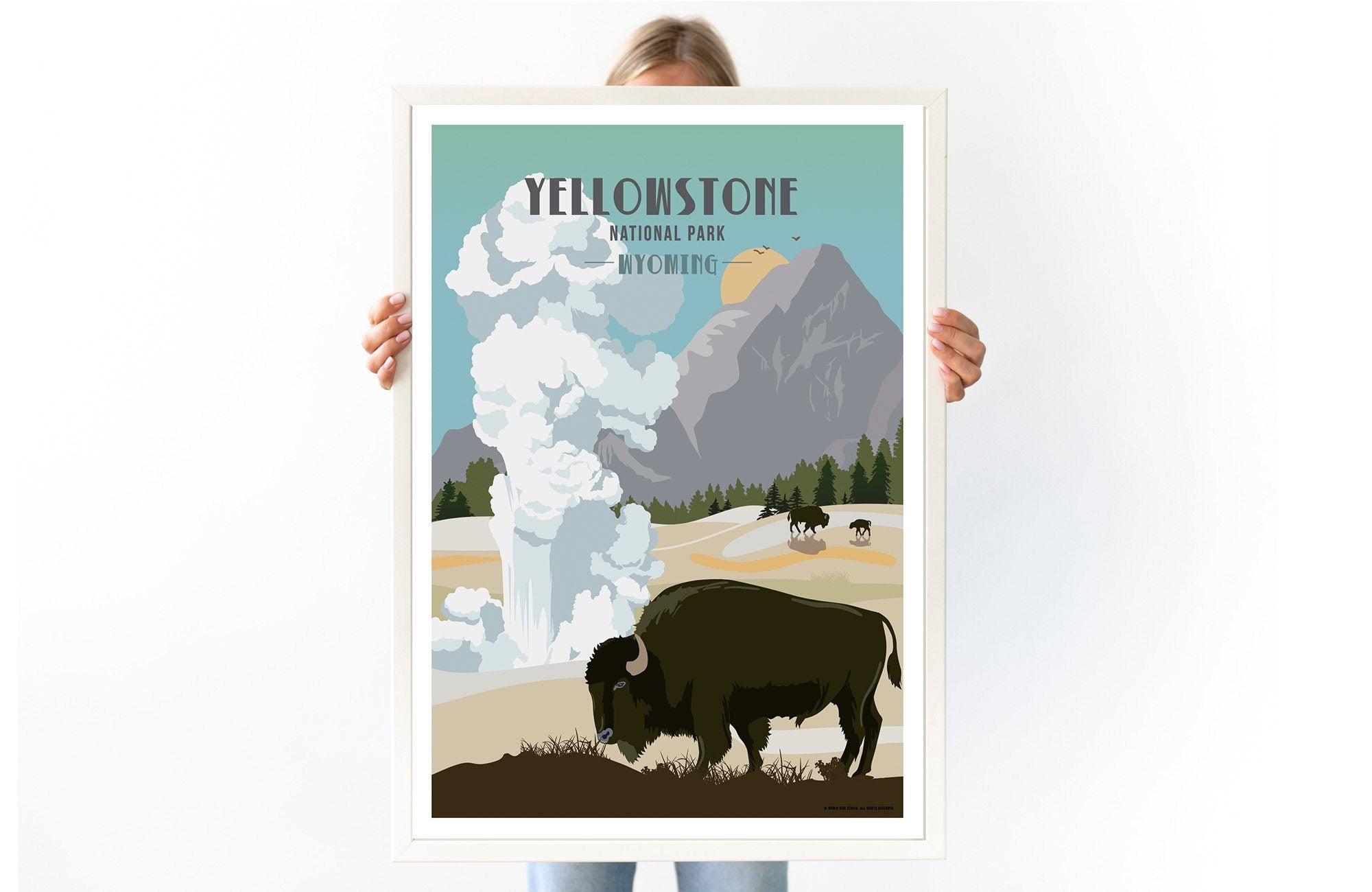 Yellowstone National Park Poster, Wyoming, Unframed Map World Vibe Studio 