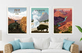 Yellowstone National Park Poster, Wyoming, Unframed Map World Vibe Studio 