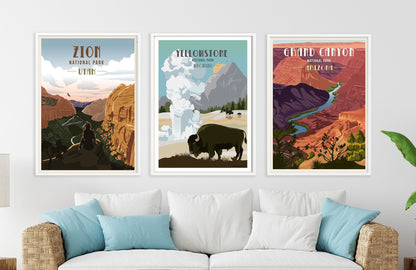 Yellowstone National Park Poster, Wyoming, Unframed Map World Vibe Studio 